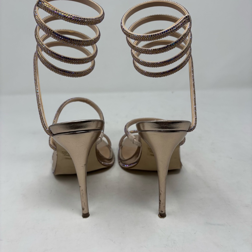 Steve Madden Exotica Rose Gold Rhinestone Wrap Around Strappy Heels Size 7.5 - Picture 6 of 9